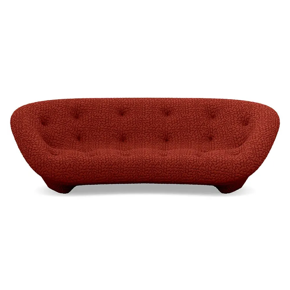 Large High Back Sofa with Arms - Red, Fabric
