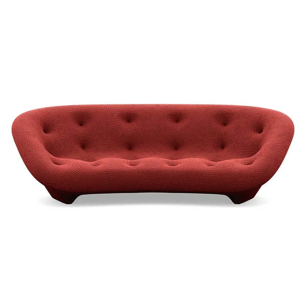 Large High Back Sofa with Arms - Red, Fabric