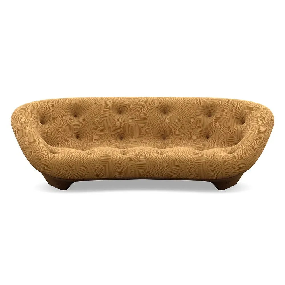 Large High Back Sofa with Arms - Yellow, Fabric