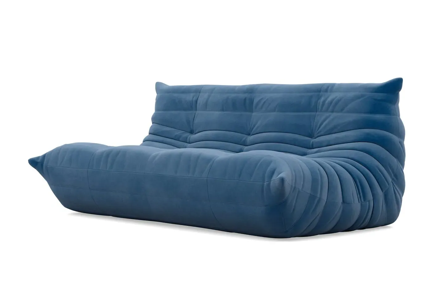 Large Settee with Quilted Design - Blue, Alcantara