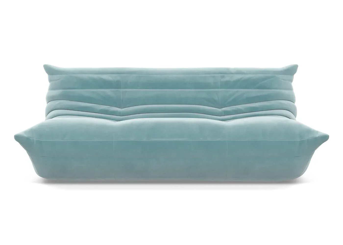 Large Settee with Quilted Design - Blue, Alcantara