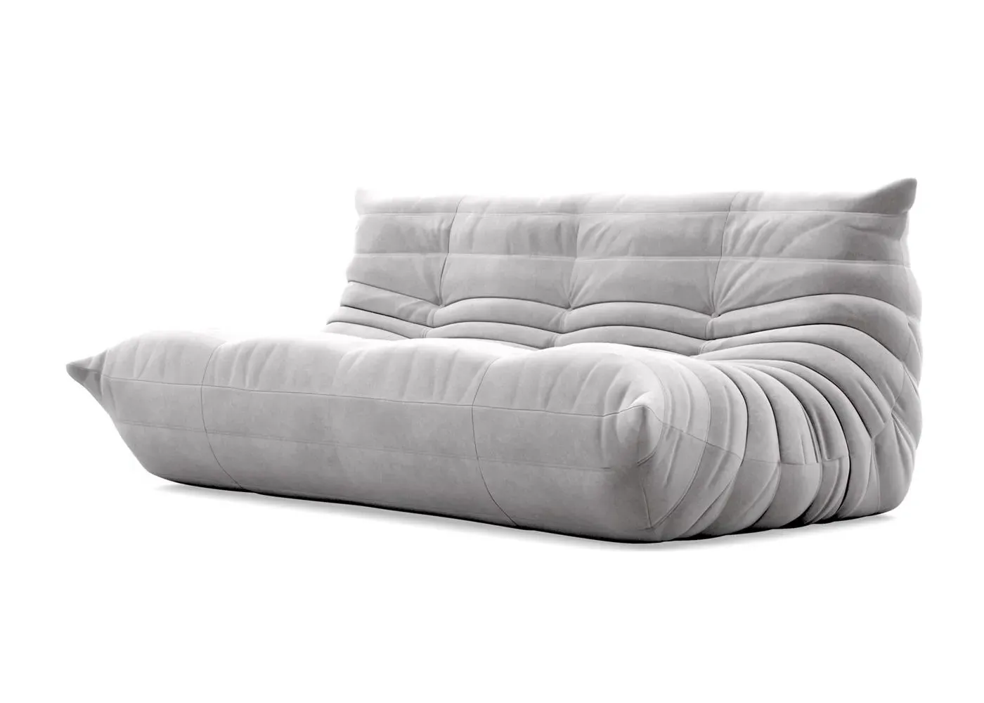 Large Settee with Quilted Design - Grey, Alcantara