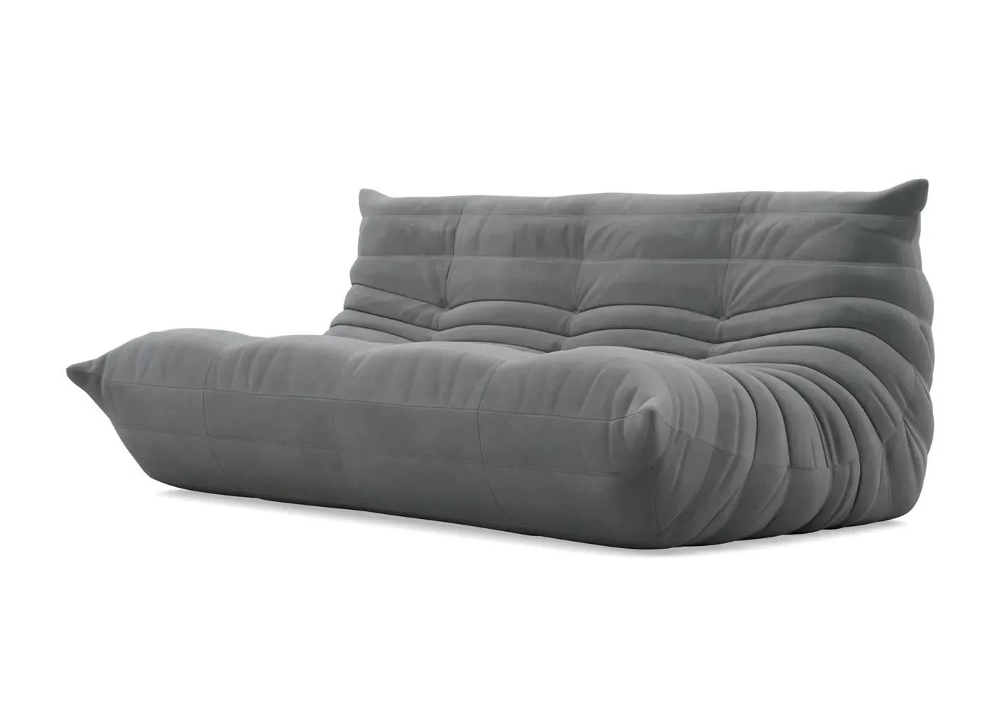 Large Settee with Quilted Design - Grey, Alcantara
