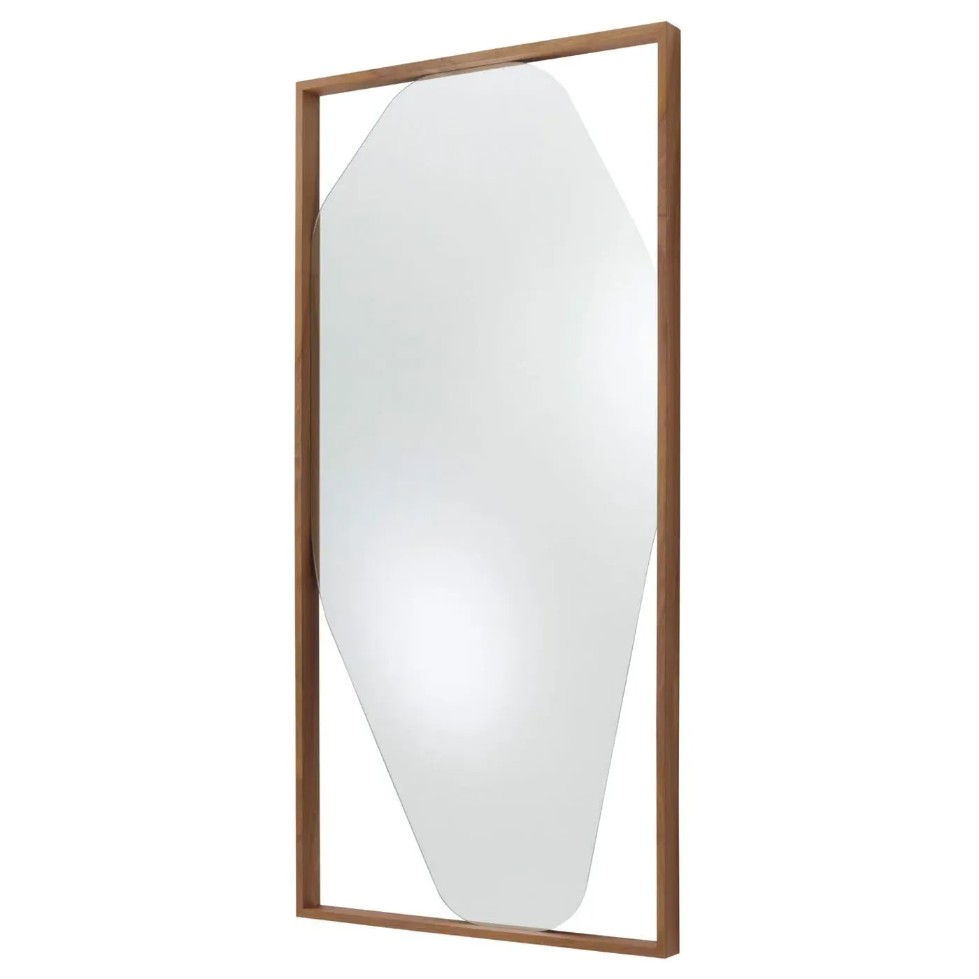 Large Wall Mirror with Organic Frame - Walnut