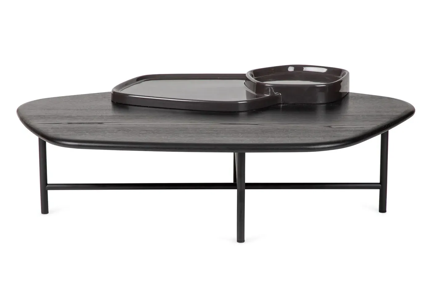 Low Coffee Table with Ceramic Holder - Black, Ash image