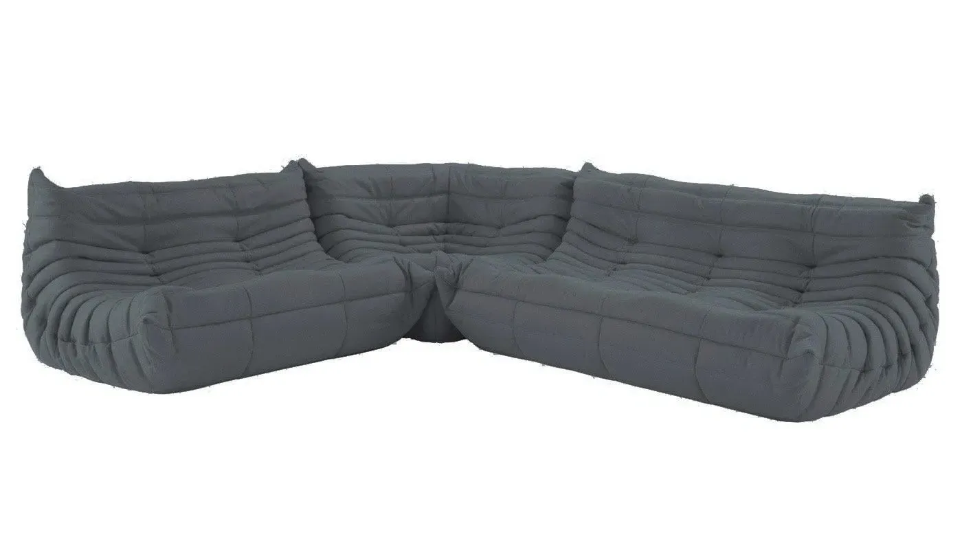 Modular Corner Sofa Quilted - Grey, Alcantara image