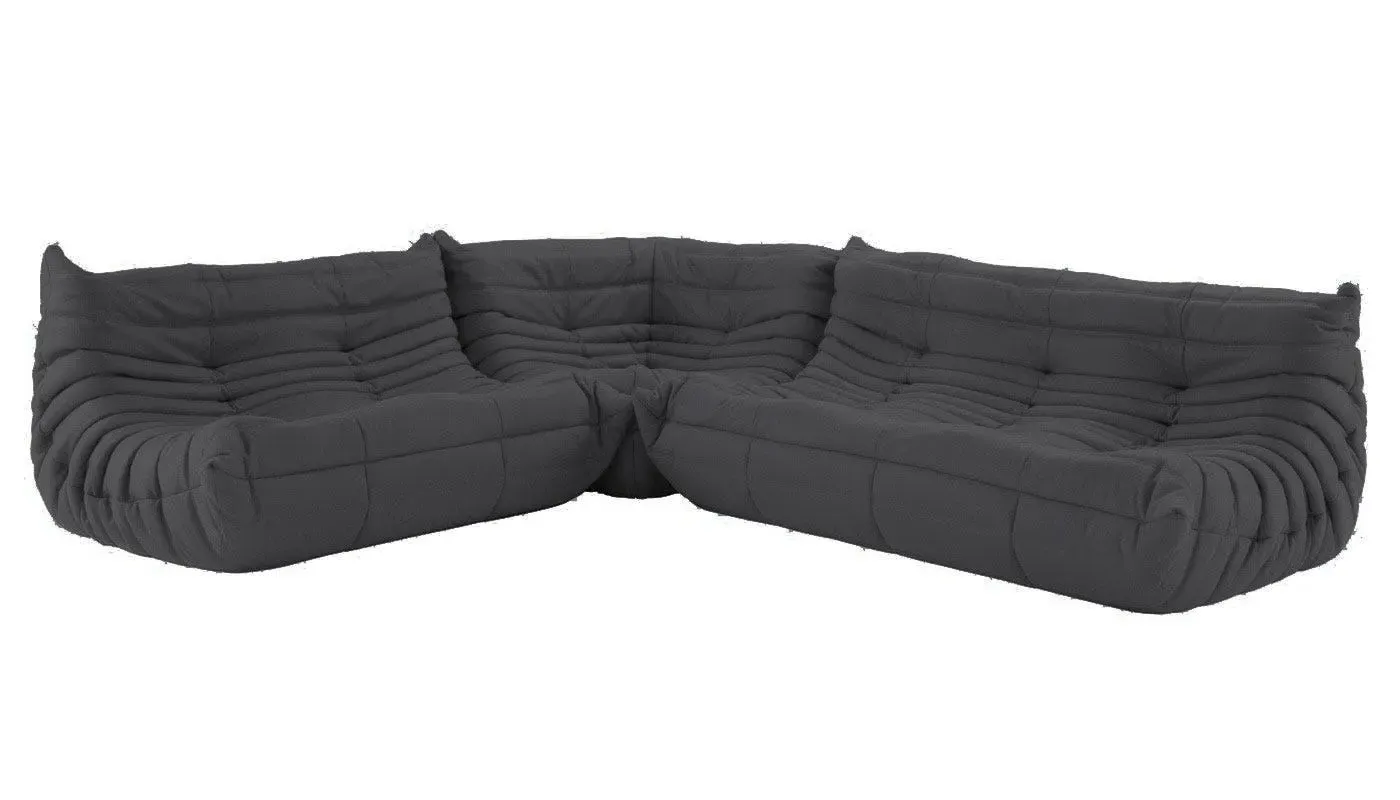 Modular Corner Sofa Quilted - Natural, Alcantara