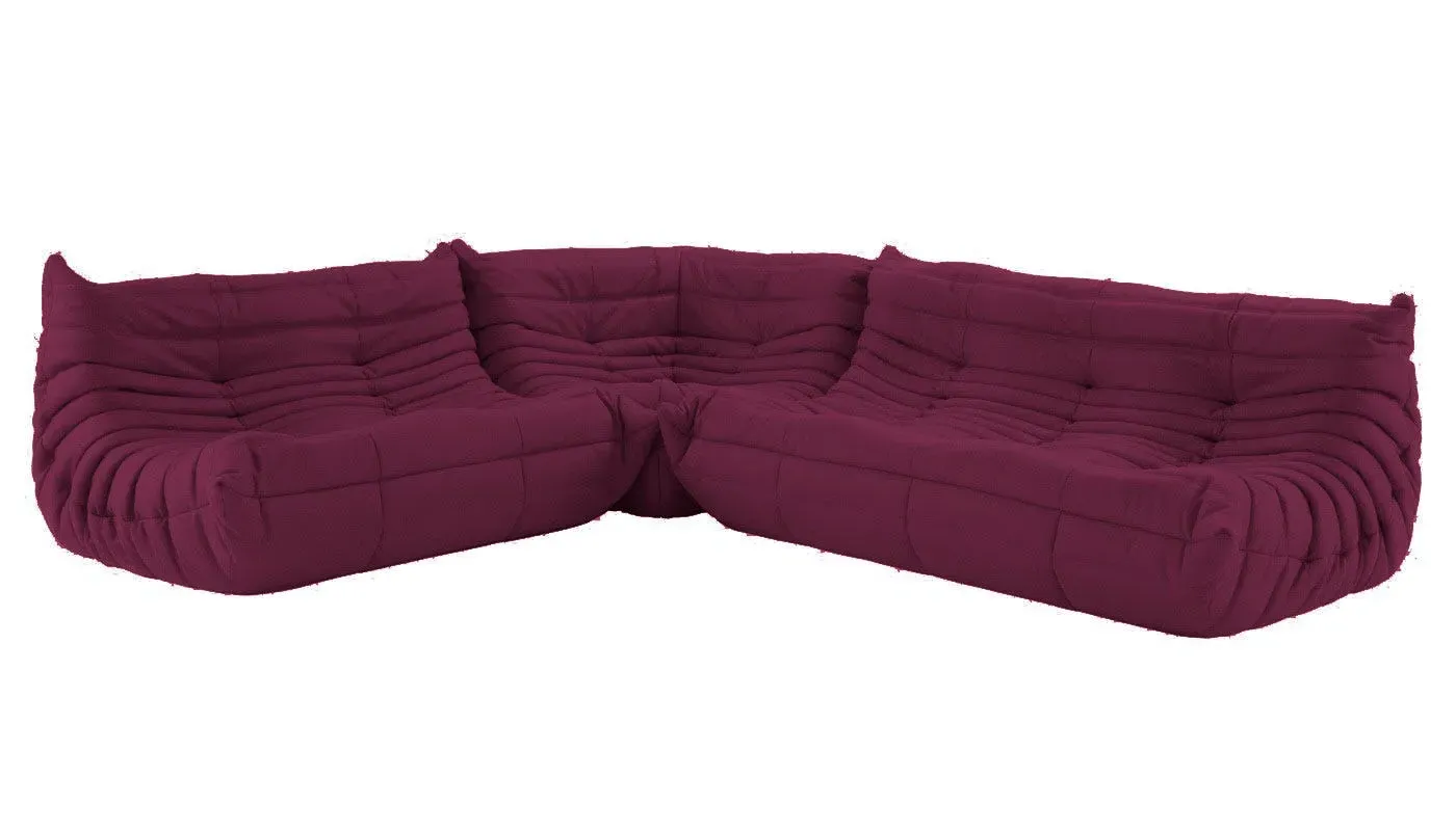 Modular Corner Sofa Quilted - Purple, Alcantara