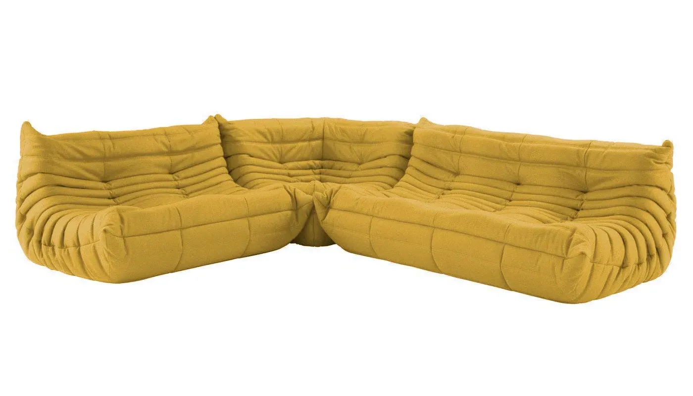 Modular Corner Sofa Quilted - Yellow, Alcantara