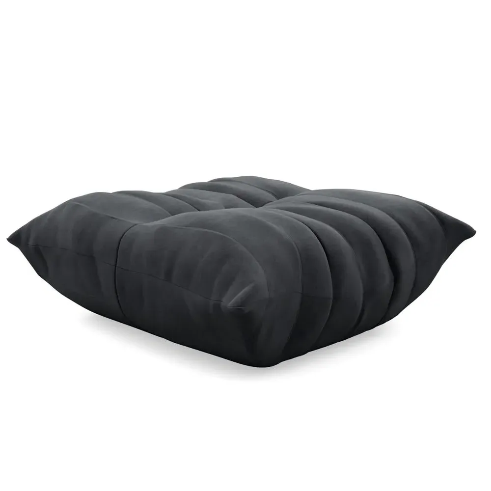 Quilted Footstool with Foam Core - Grey, Alcantara