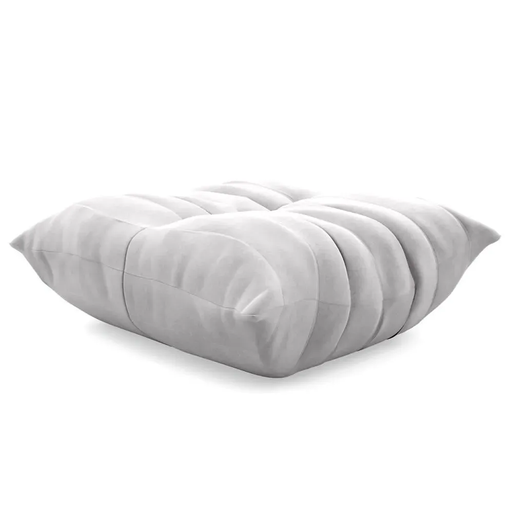 Quilted Footstool with Foam Core - Grey, Alcantara
