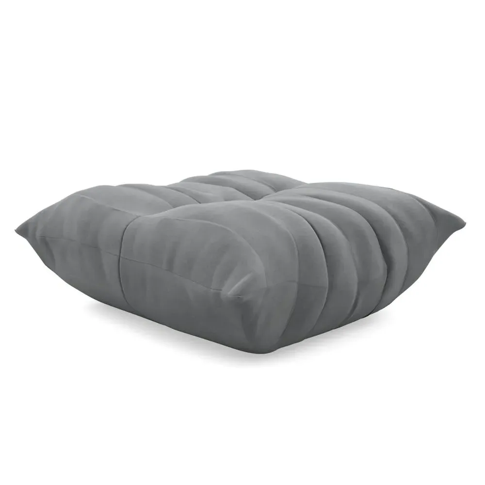 Quilted Footstool with Foam Core - Grey, Alcantara