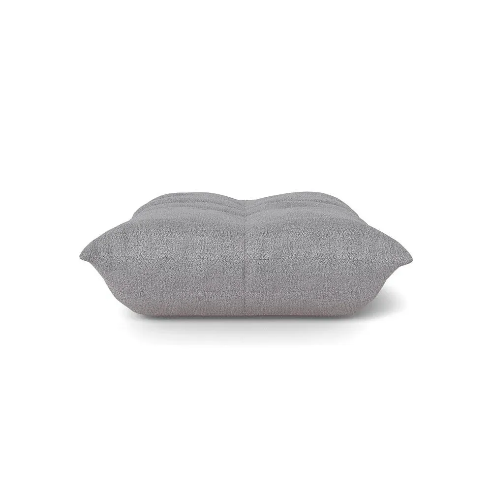 Quilted Footstool with Foam Core - Grey, Alcantara