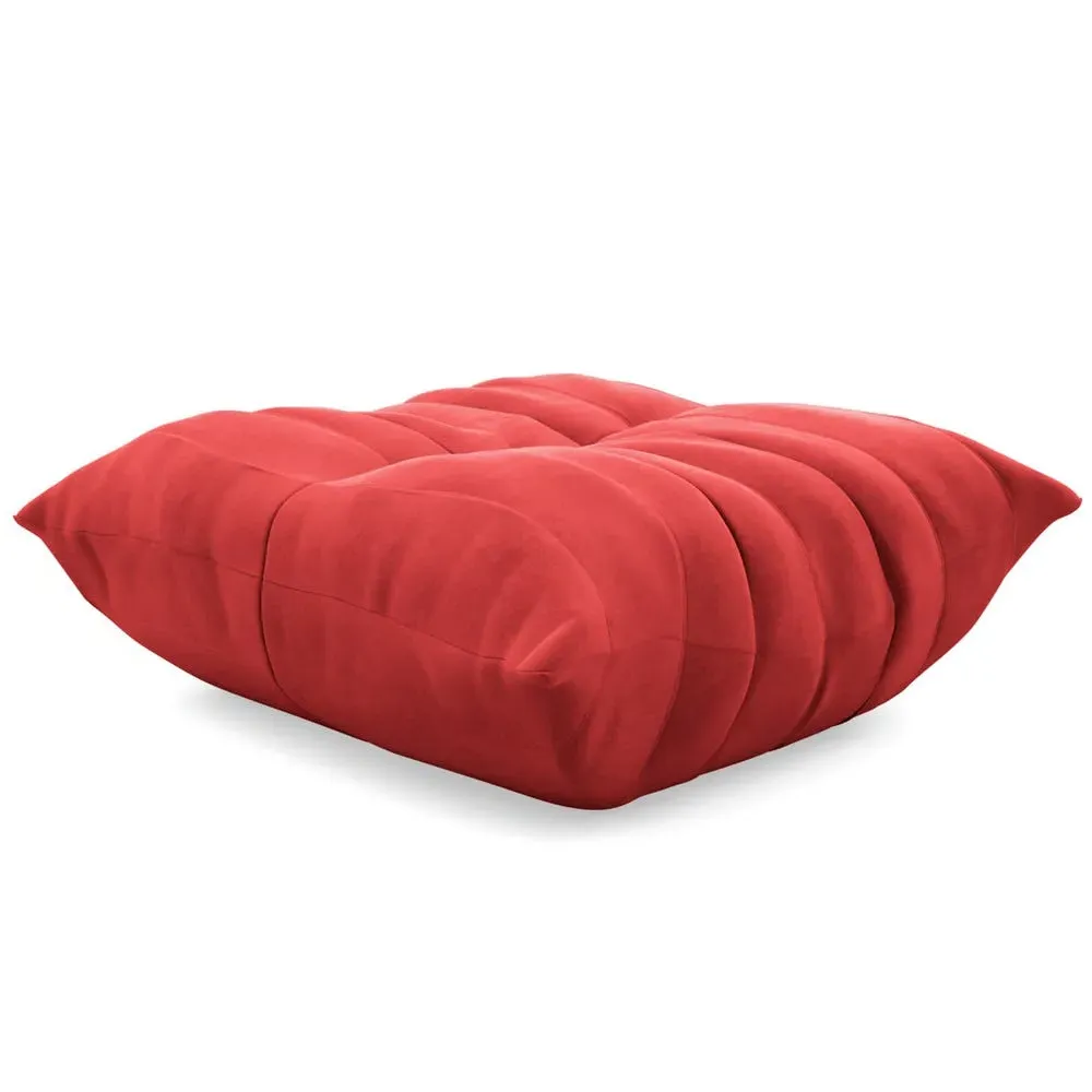 Quilted Footstool with Foam Core - Red, Alcantara