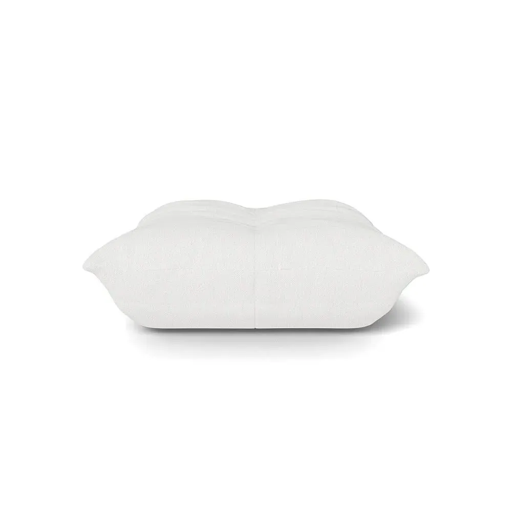 Quilted Footstool with Foam Core - White, Alcantara