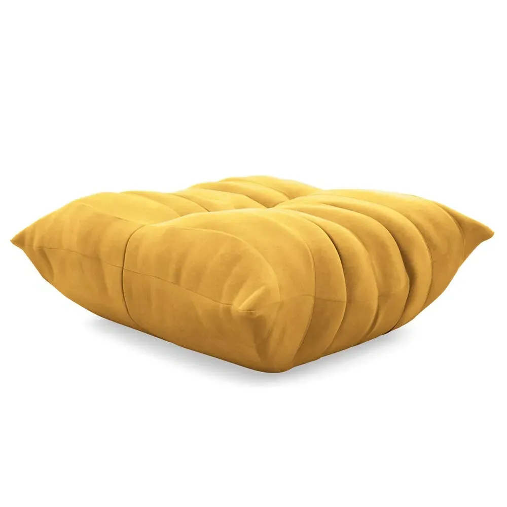 Quilted Footstool with Foam Core - Yellow, Alcantara