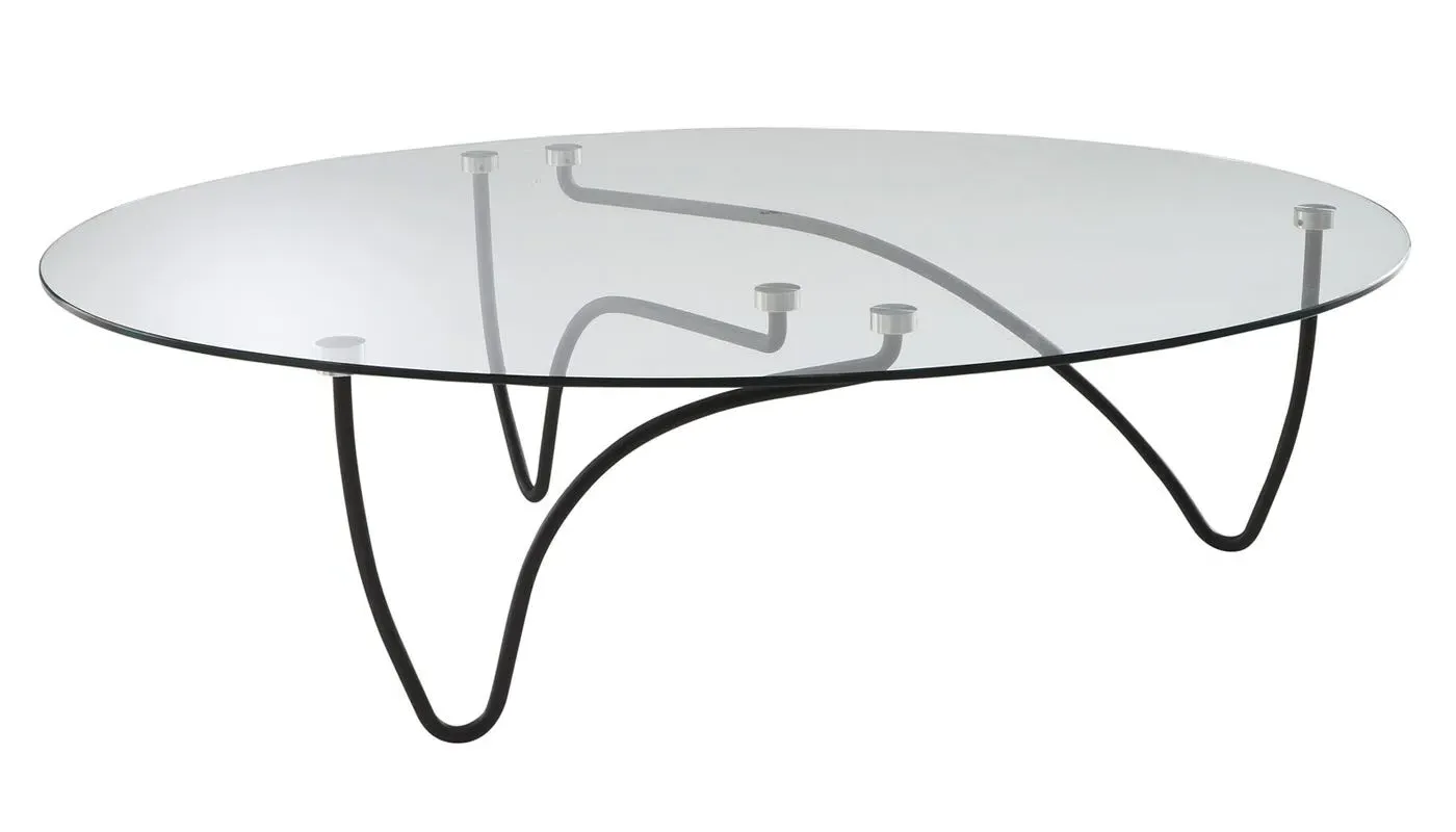 Round Low Table with Glass Top - Black, Steel image