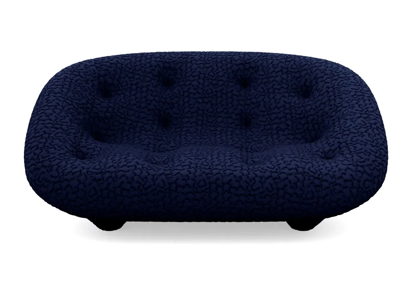 Small High Back Sofa with Domed Stitching - Blue