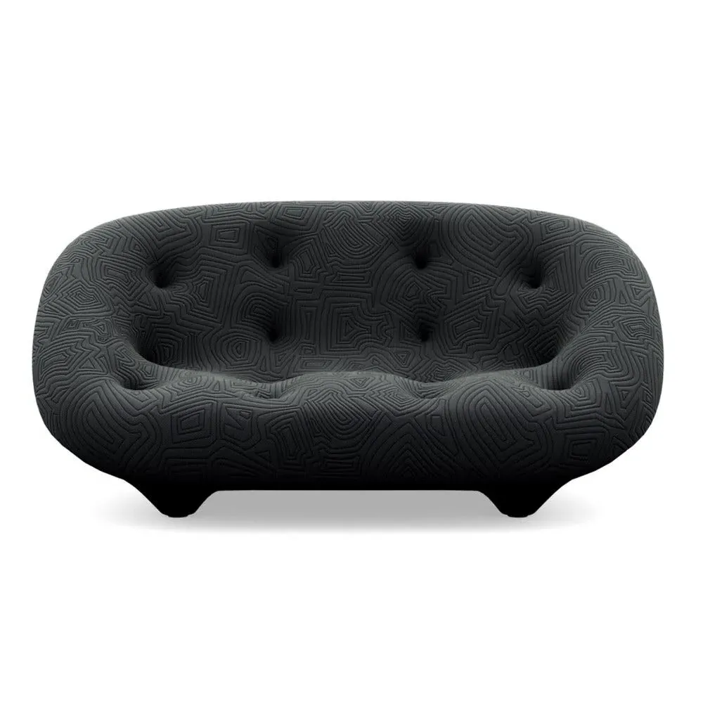 Small High Back Sofa with Domed Stitching - Blue
