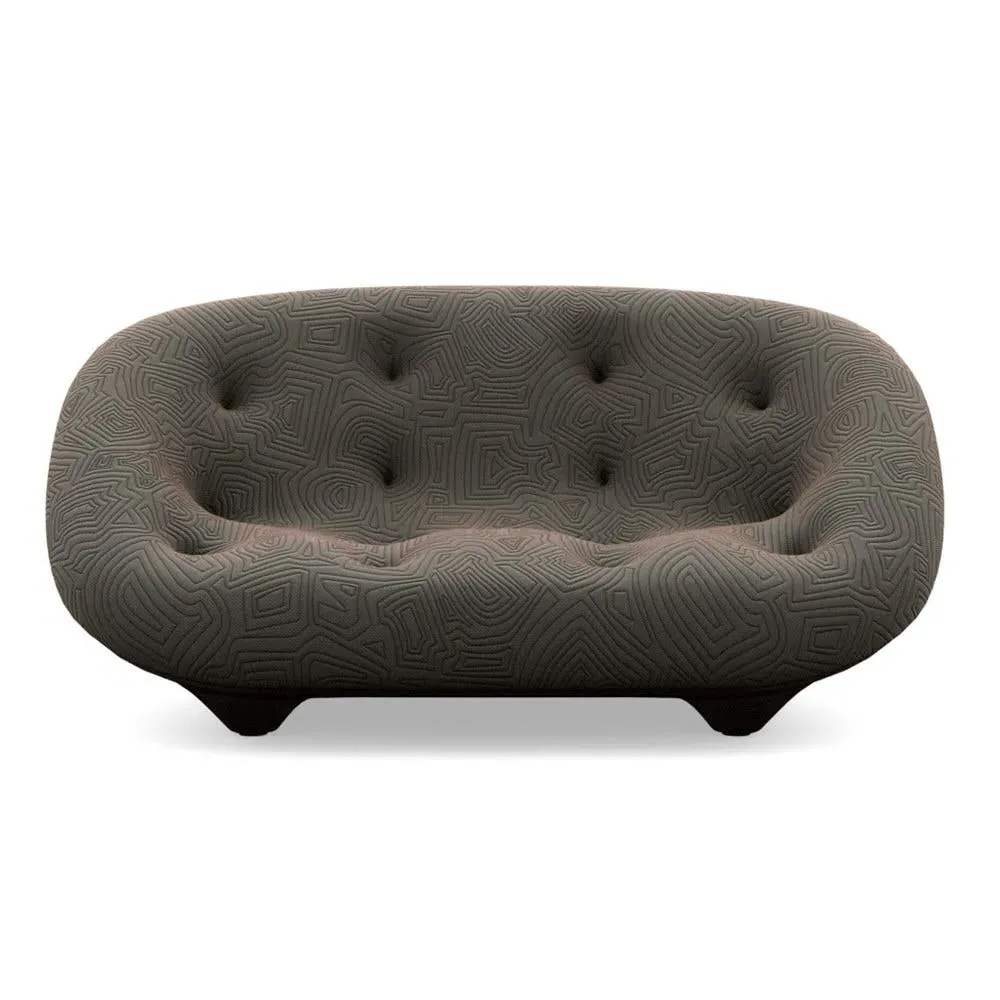 Small High Back Sofa with Domed Stitching - Brown