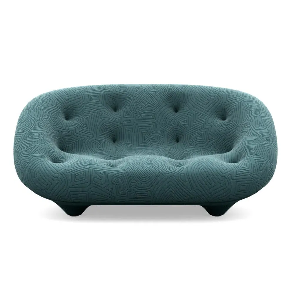 Small High Back Sofa with Domed Stitching - Green