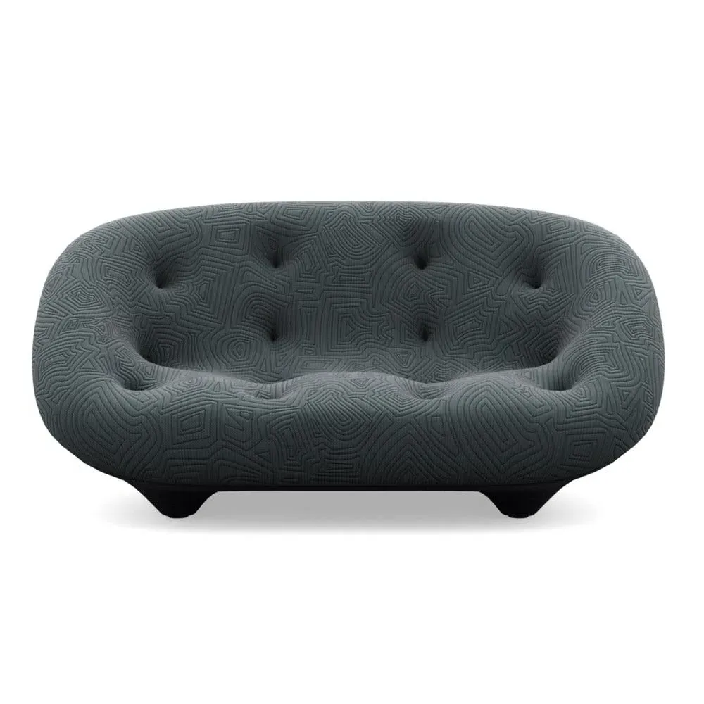 Small High Back Sofa with Domed Stitching - Grey
