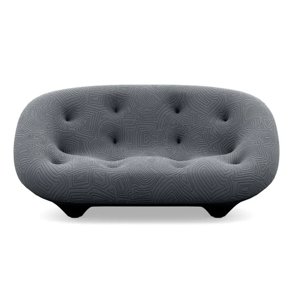Small High Back Sofa with Domed Stitching - Grey