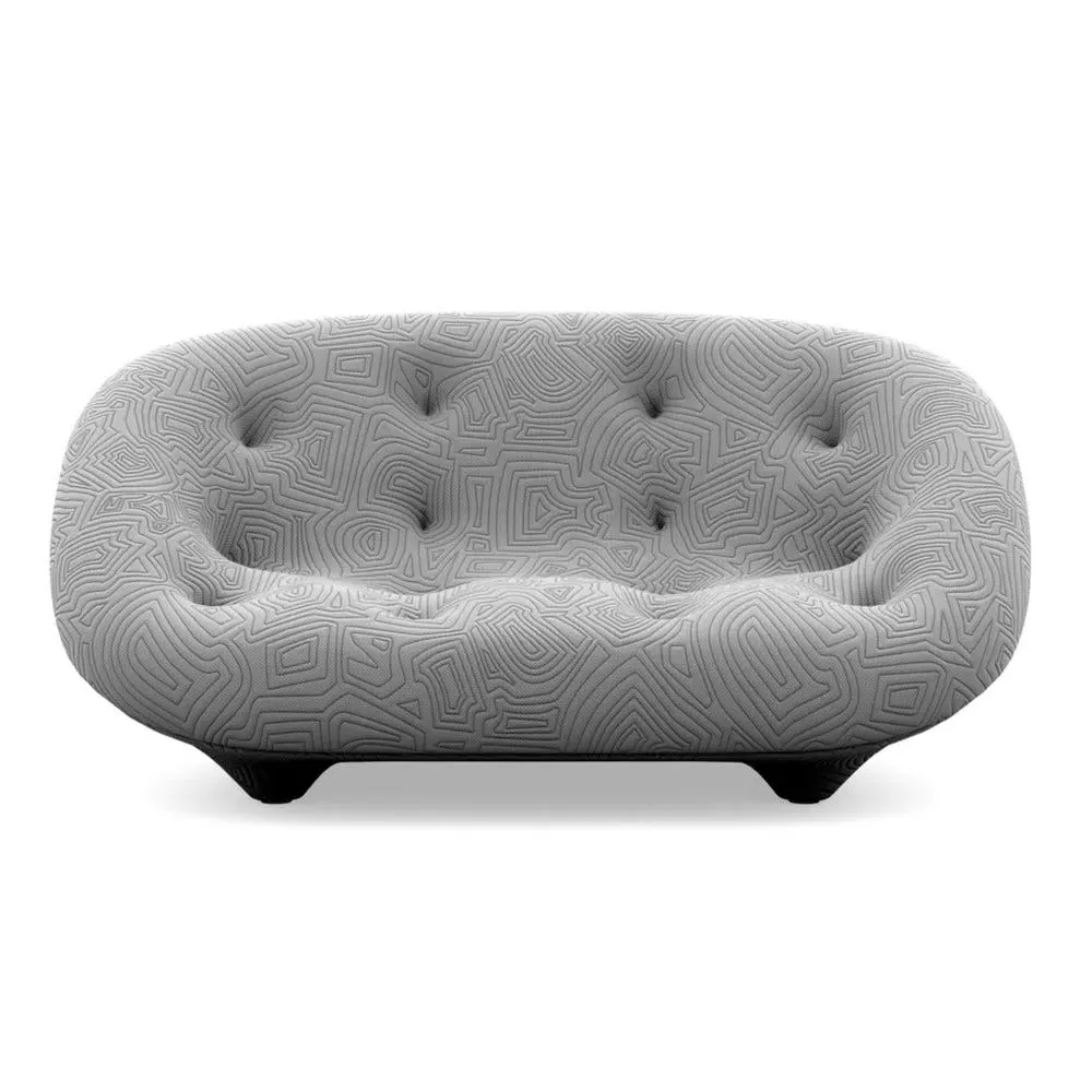 Small High Back Sofa with Domed Stitching - Grey