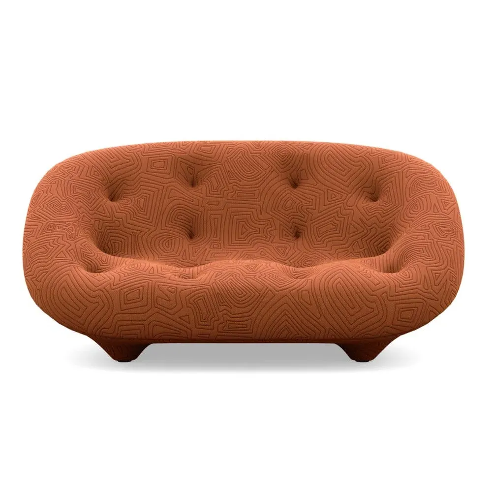 Small High Back Sofa with Domed Stitching - Orange