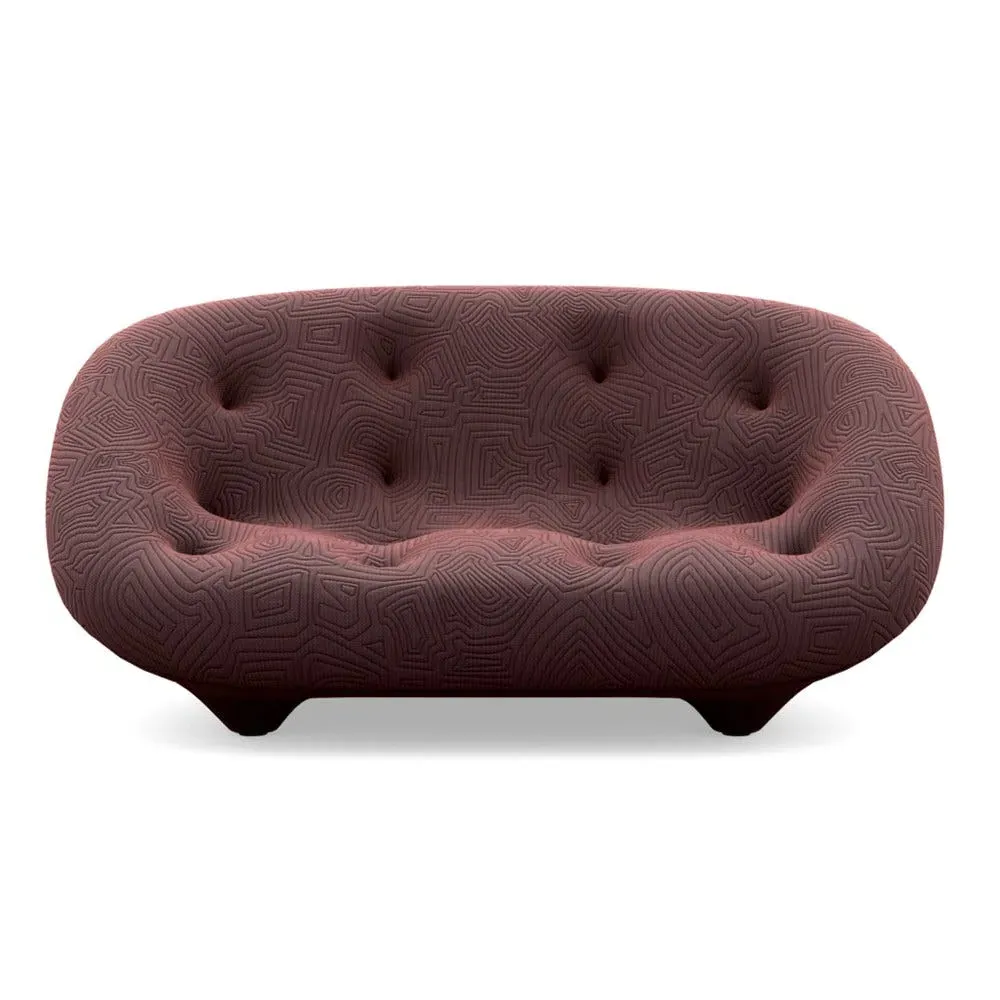 Small High Back Sofa with Domed Stitching - Red