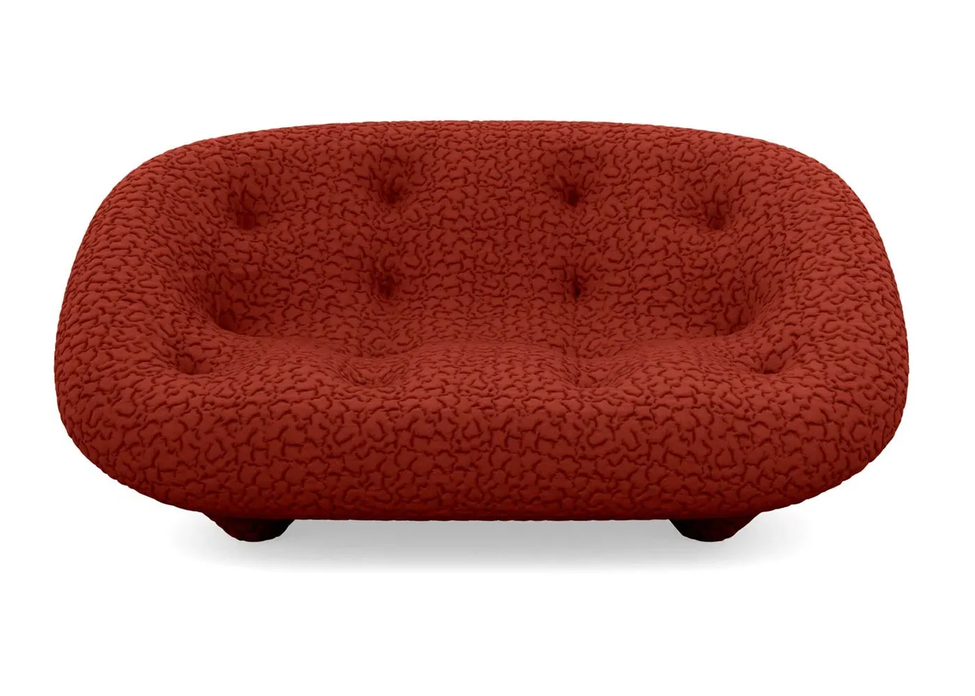 Small High Back Sofa with Domed Stitching - Red