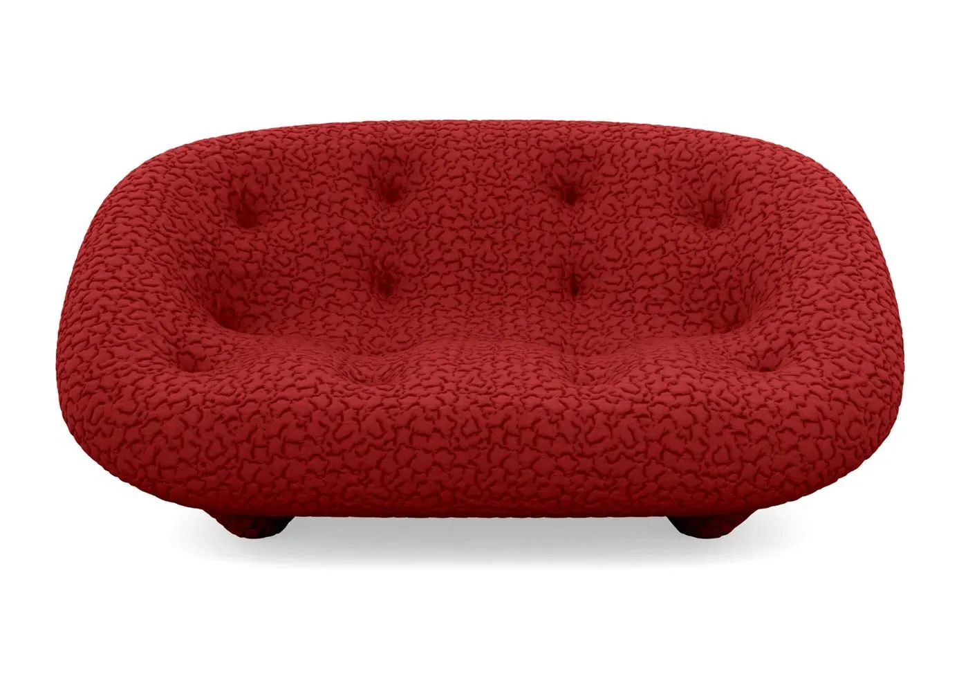 Small High Back Sofa with Domed Stitching - Red