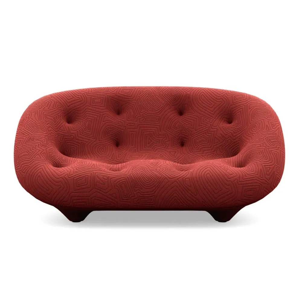 Small High Back Sofa with Domed Stitching - Red