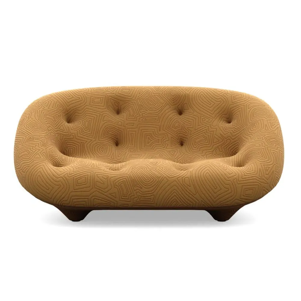Small High Back Sofa with Domed Stitching - Yellow
