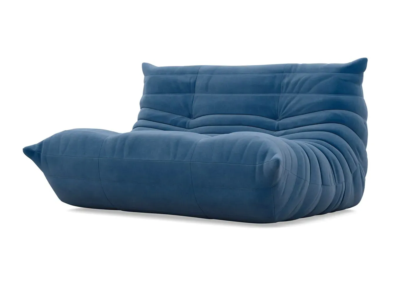 Small Settee with Quilted Design - Blue, Alcantara
