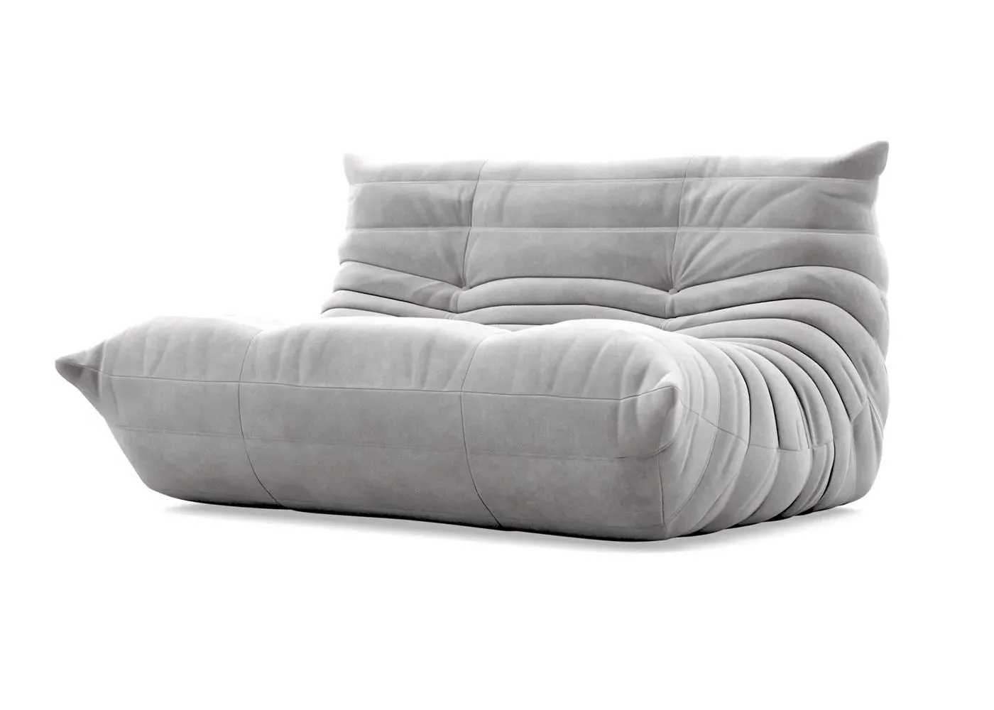 Small Settee with Quilted Design - Grey, Alcantara