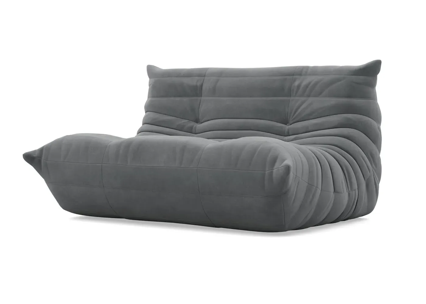 Small Settee with Quilted Design - Grey, Alcantara