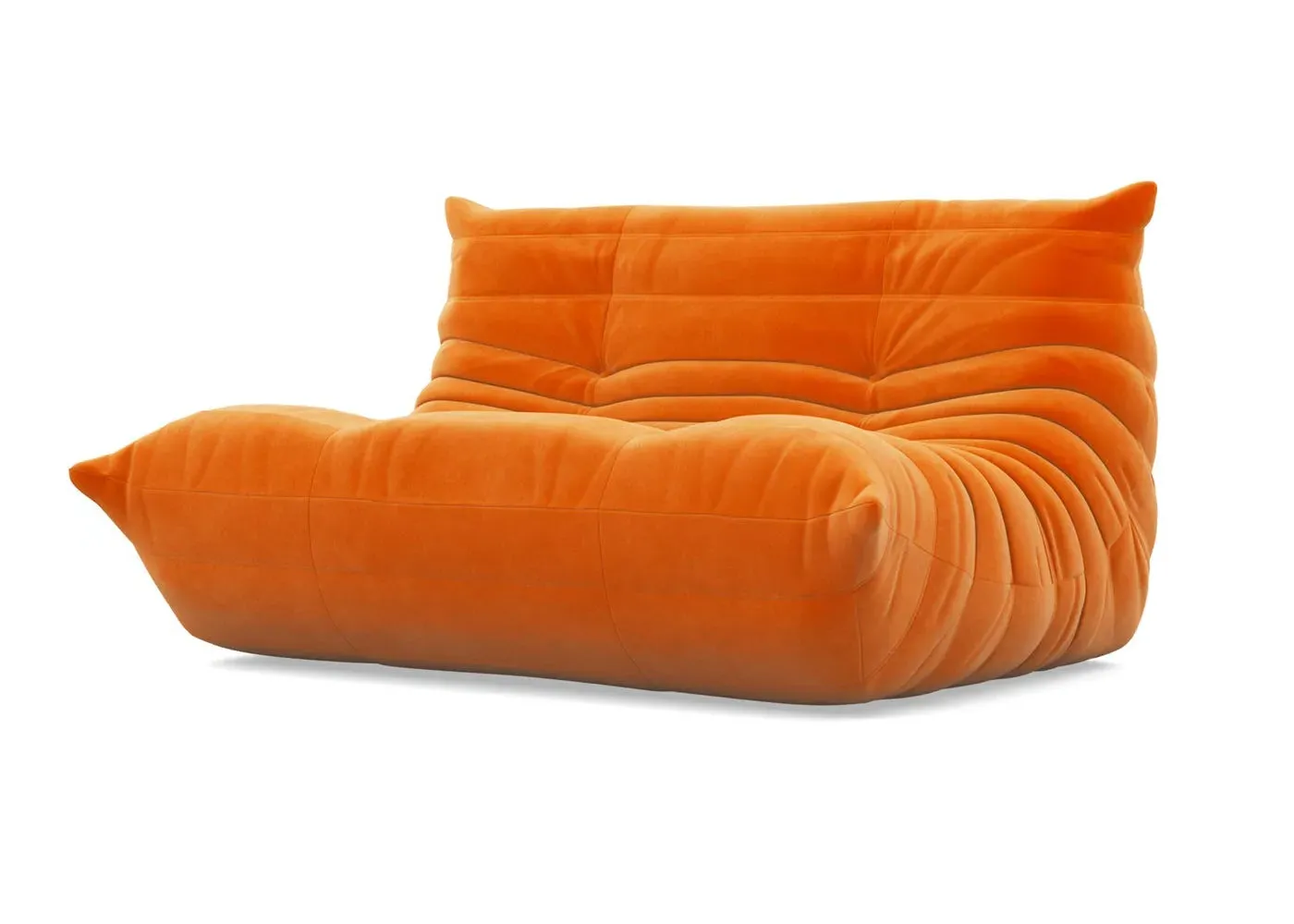 Small Settee with Quilted Design - Orange, Alcantara