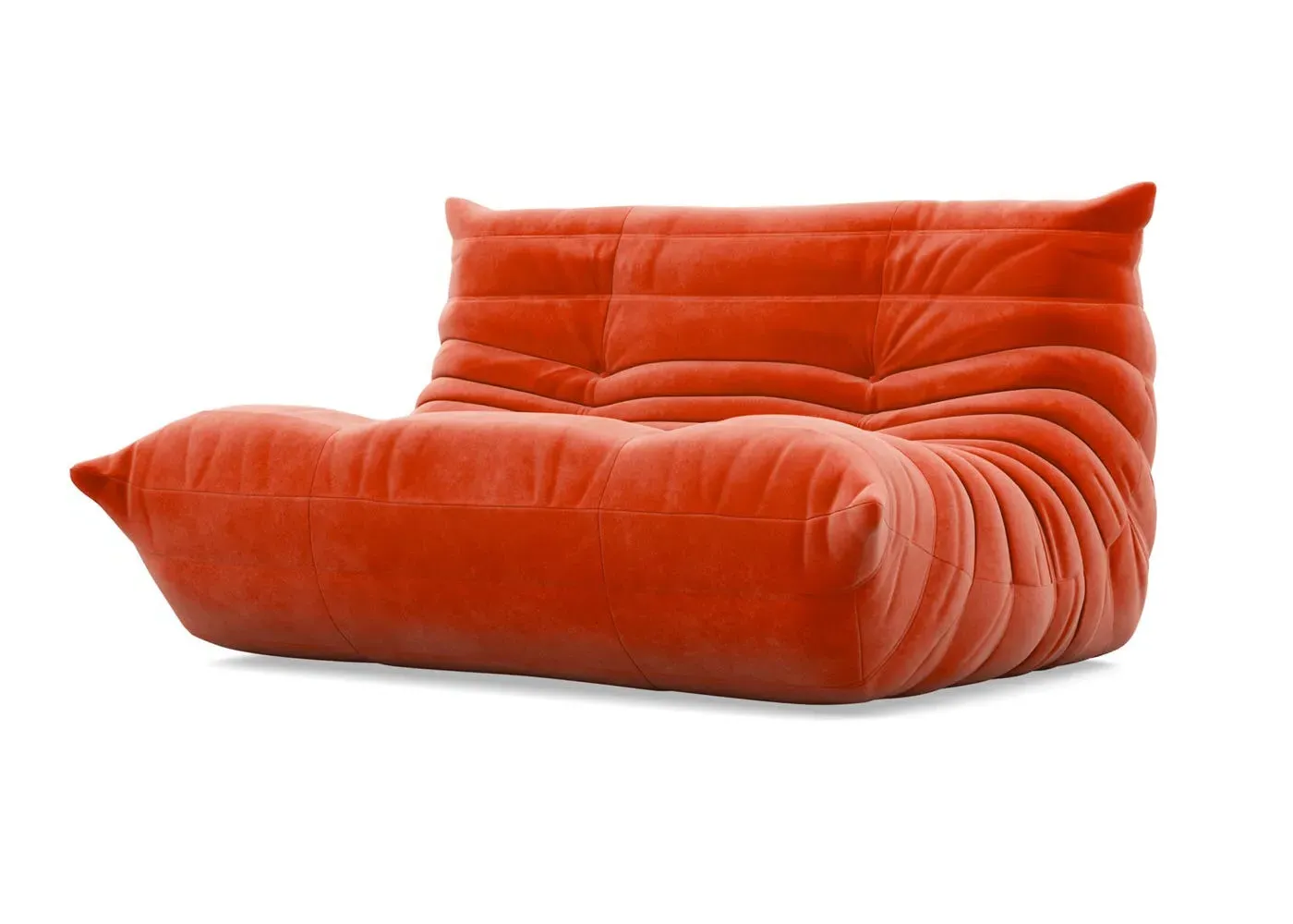 Small Settee with Quilted Design - Orange, Alcantara