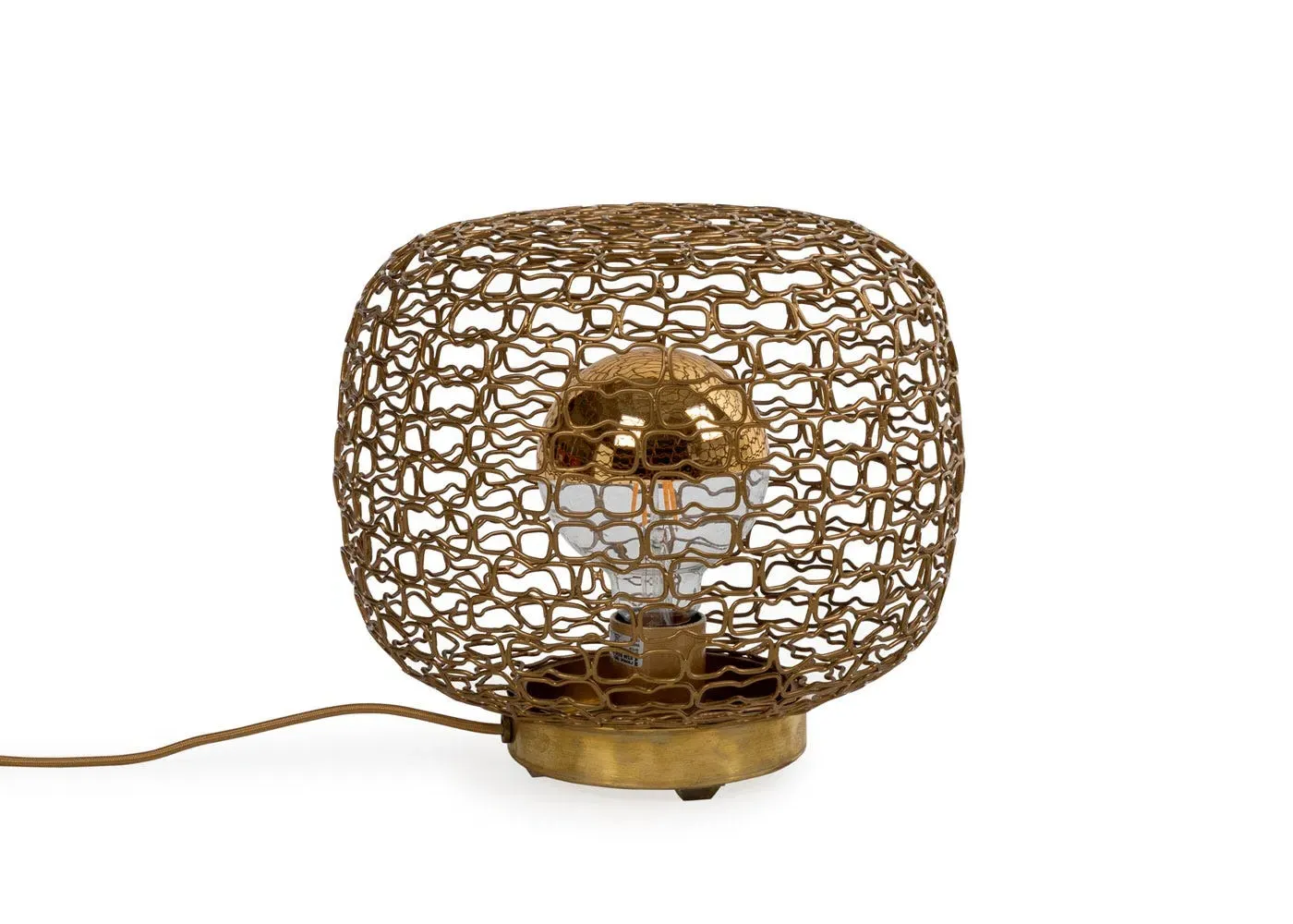Table Lamp with Fretwork Design - Gold, Brass image