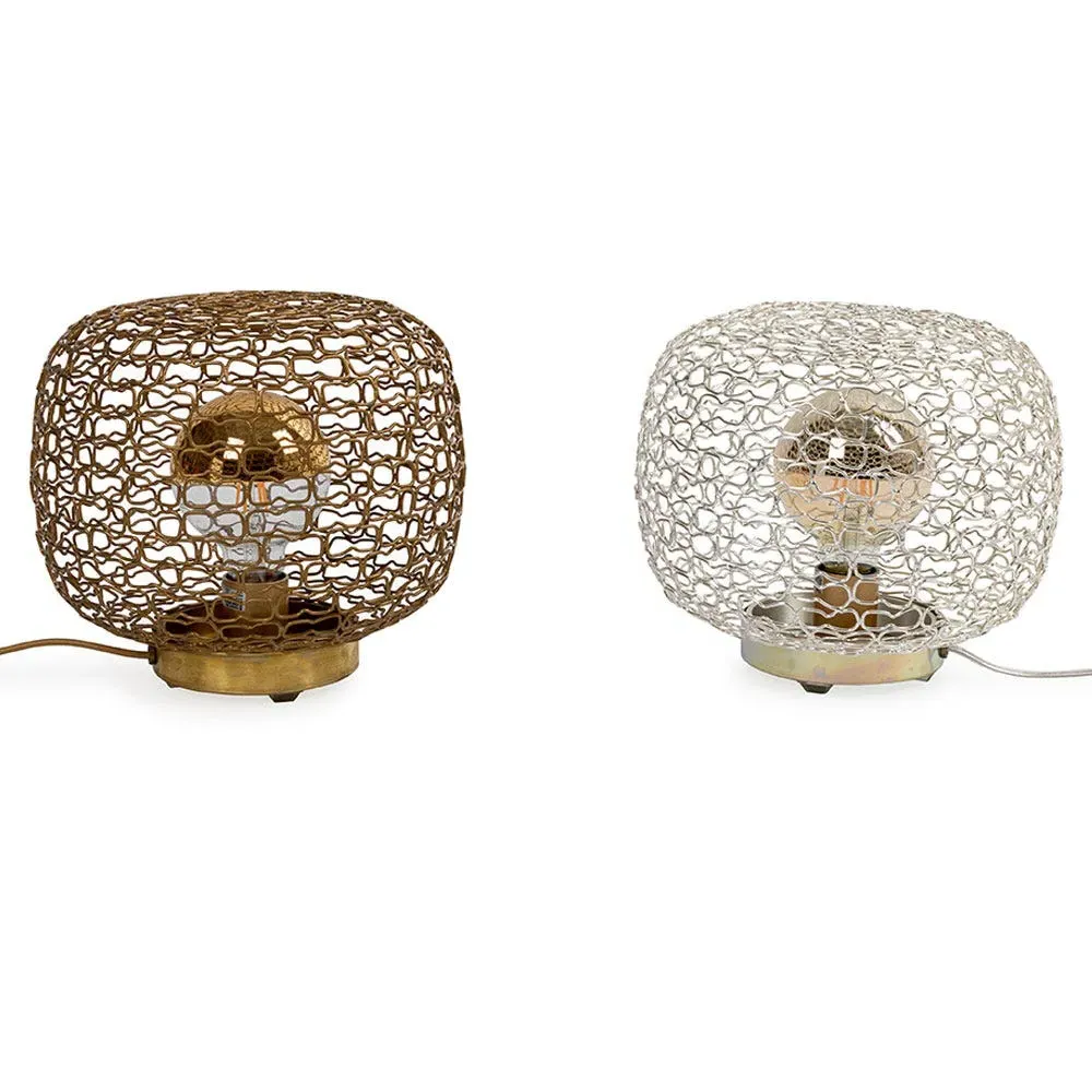Table Lamp with Fretwork Design - Silver