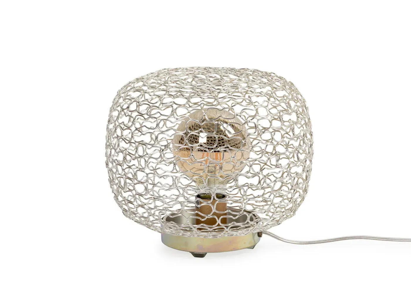 Table Lamp with Fretwork Design - Silver