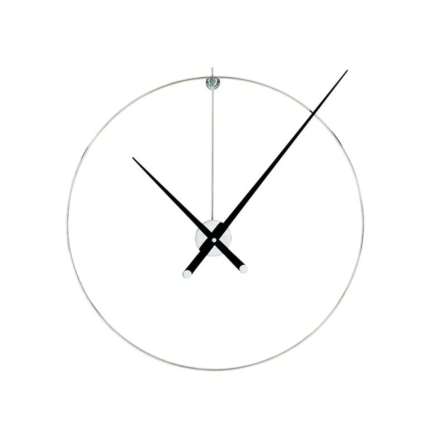 Wall Clock with Chrome Face - White, Walnut image