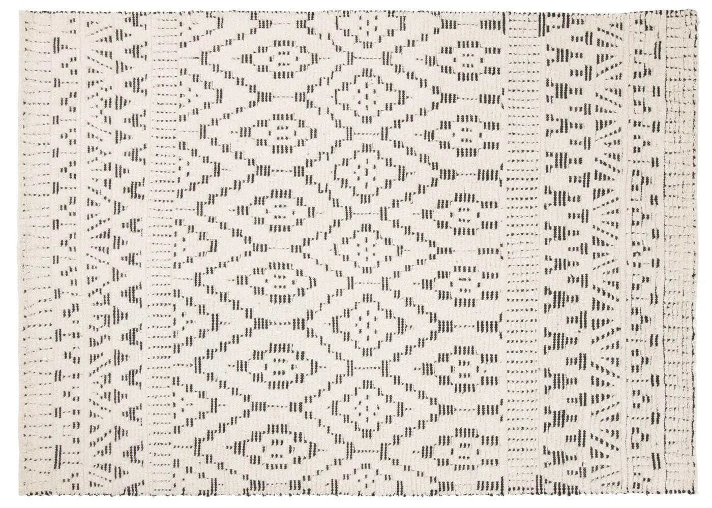 Diamond Pattern Rug - White, Wool image