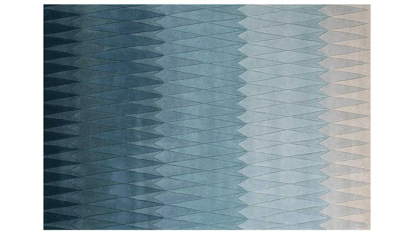Hand-Tufted Rug with Diamond Pattern - Blue, Wool image