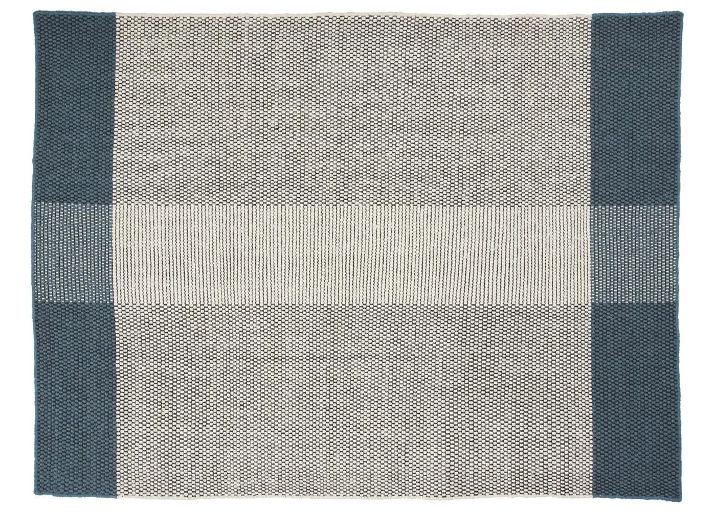 Striped Area Rug with Border - Petrol, Wool image