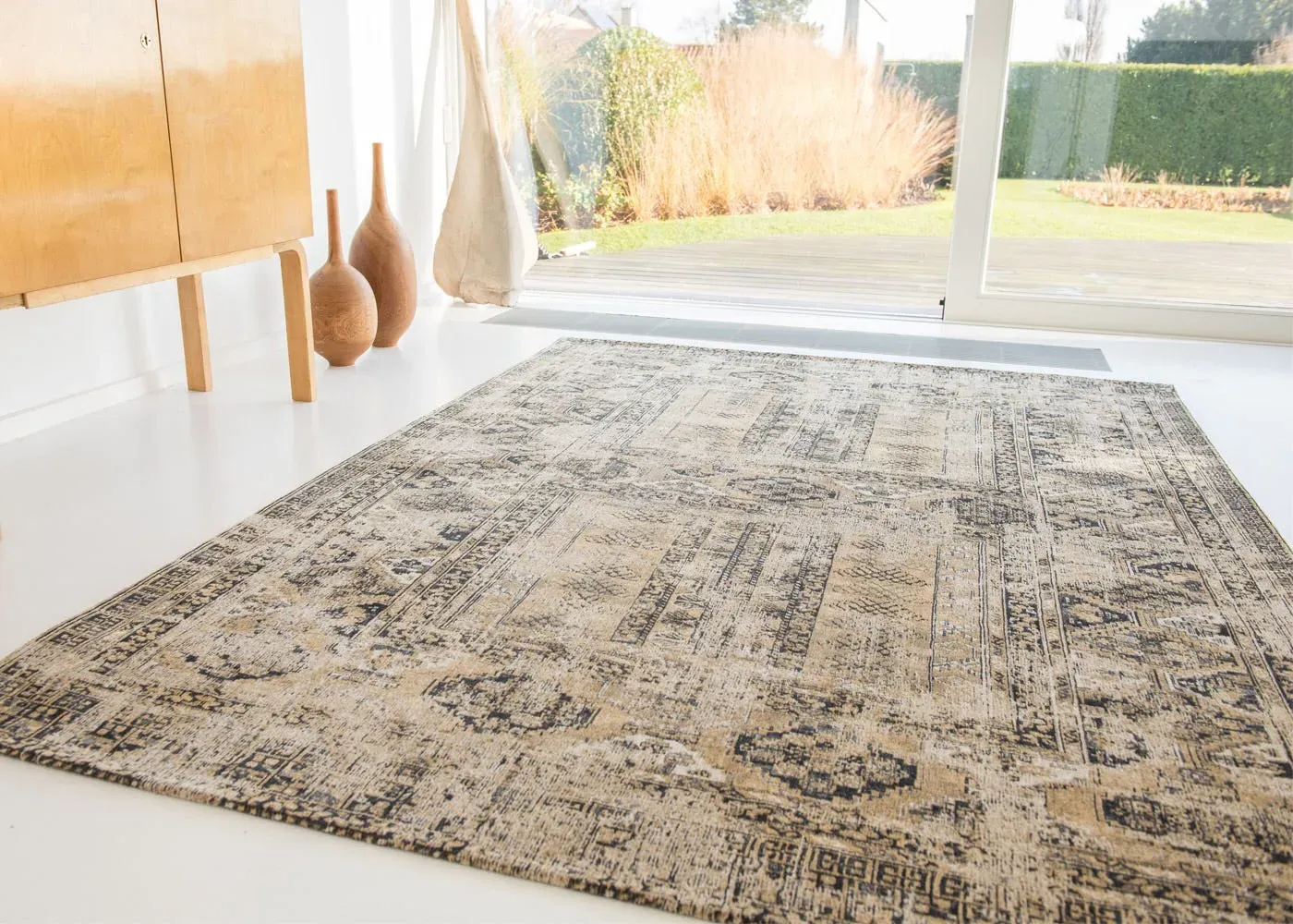 Flatweave Rug Distressed - Gold, Cotton