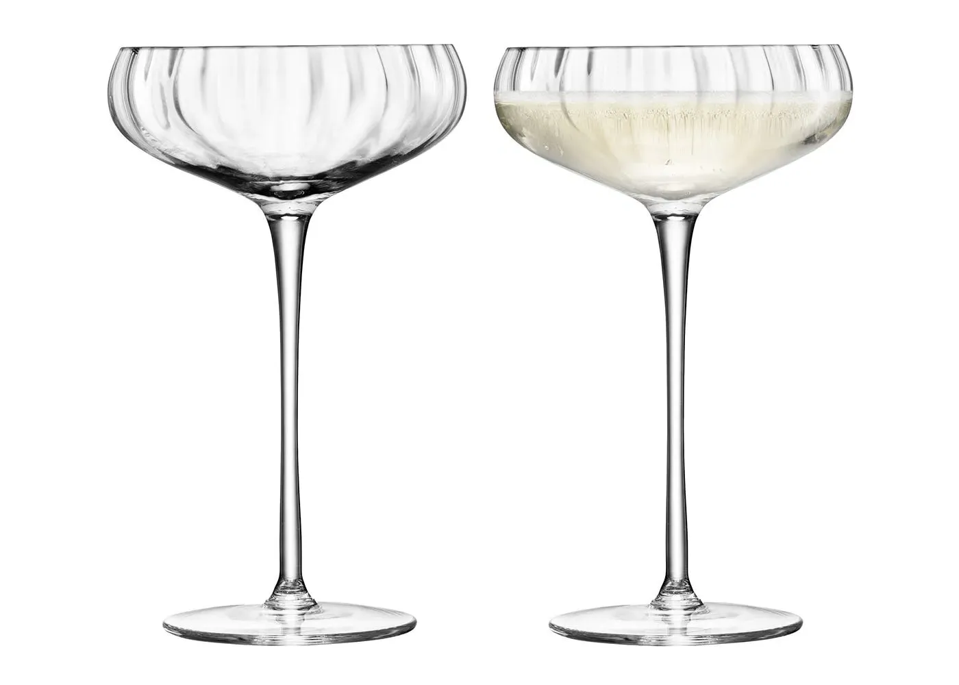 Champagne Saucer Set with Optic Pattern - Clear