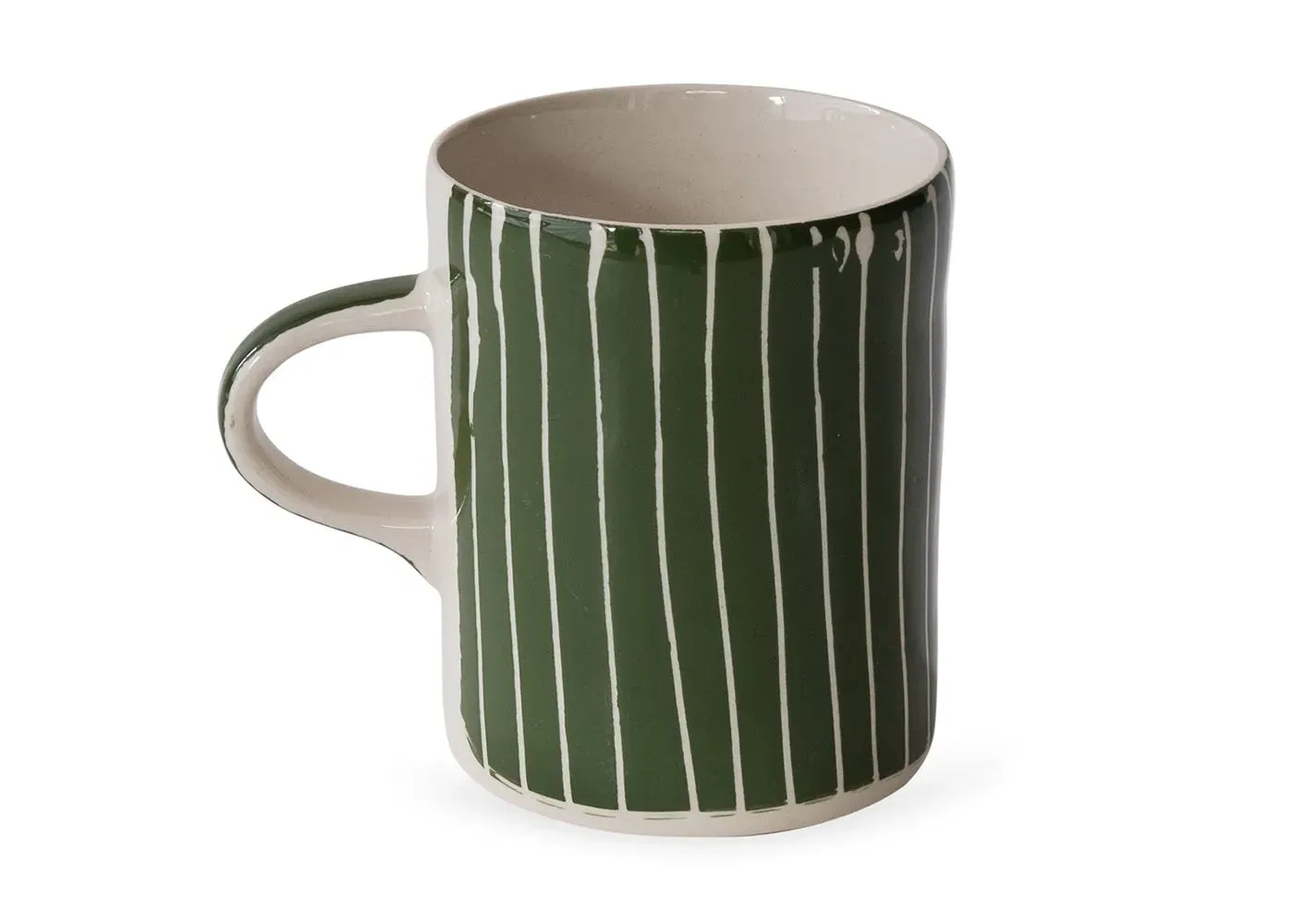 Demi Mug with Sgraffito Design - Moss Green