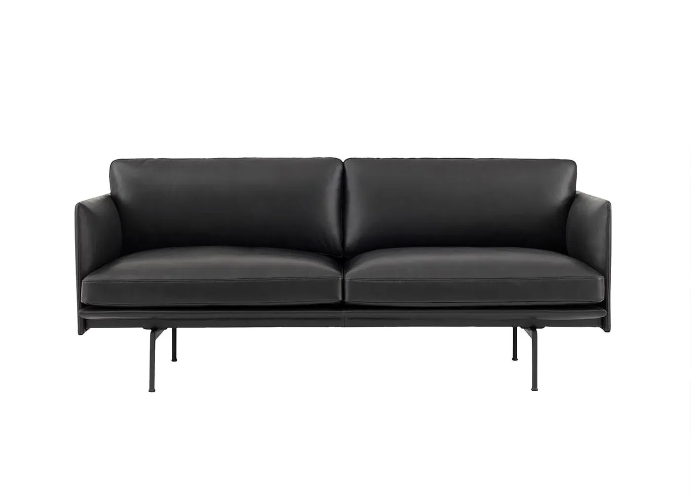 2-Seater Sofa with Deep Seating - Black, Leather